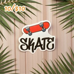 Skateboard “SKATE” Sticker – Red Skateboard Vinyl Decal